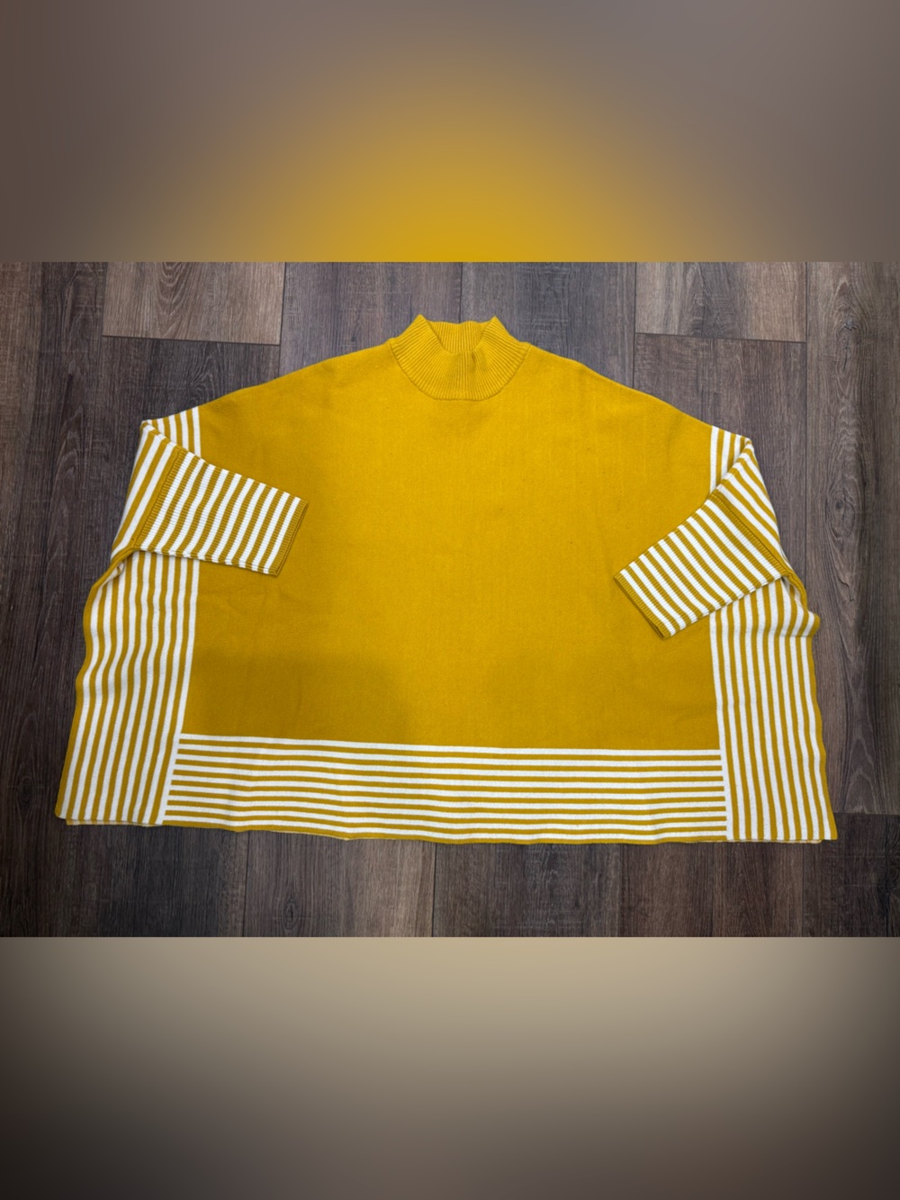 P. Luca Milano mustard yellow striped poncho sweater s/m